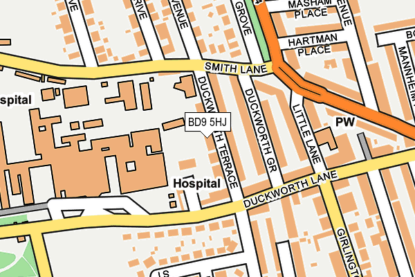 BD9 5HJ map - OS OpenMap – Local (Ordnance Survey)