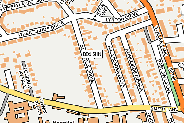 BD9 5HN map - OS OpenMap – Local (Ordnance Survey)