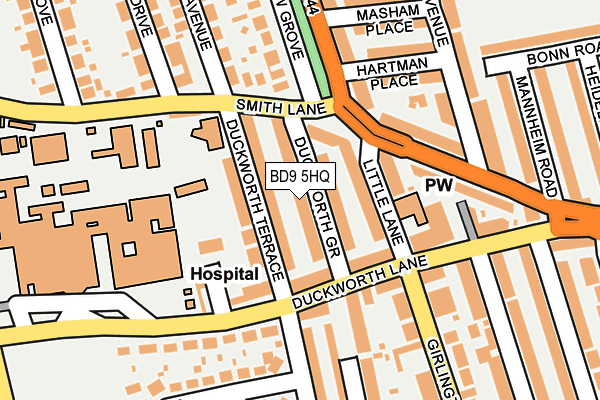 BD9 5HQ map - OS OpenMap – Local (Ordnance Survey)