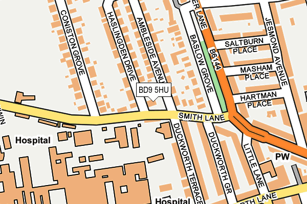 BD9 5HU map - OS OpenMap – Local (Ordnance Survey)