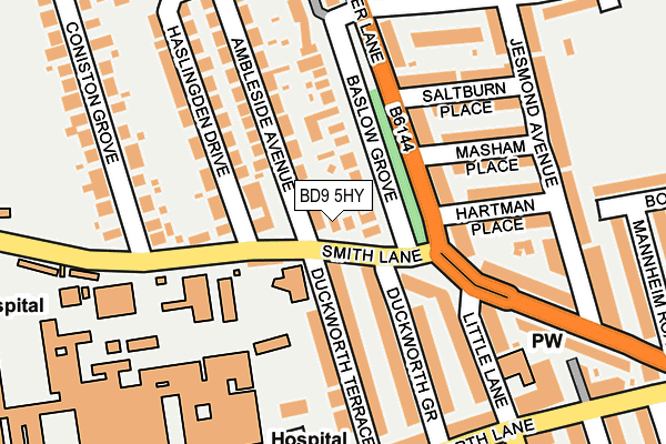 BD9 5HY map - OS OpenMap – Local (Ordnance Survey)