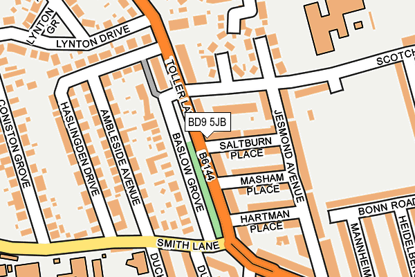 BD9 5JB map - OS OpenMap – Local (Ordnance Survey)