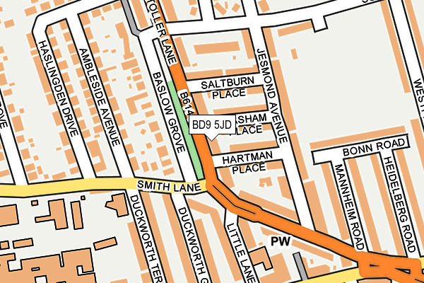 BD9 5JD map - OS OpenMap – Local (Ordnance Survey)