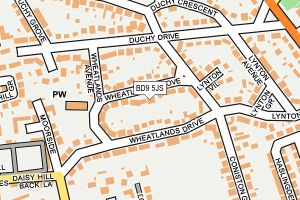 BD9 5JS map - OS OpenMap – Local (Ordnance Survey)