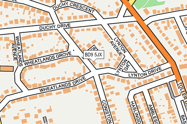 BD9 5JX map - OS OpenMap – Local (Ordnance Survey)