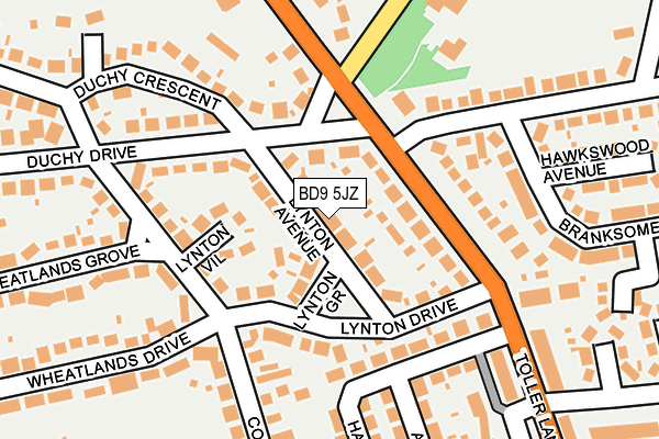 BD9 5JZ map - OS OpenMap – Local (Ordnance Survey)