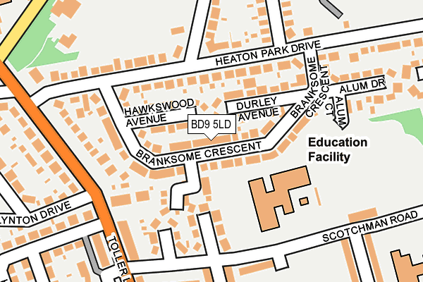 BD9 5LD map - OS OpenMap – Local (Ordnance Survey)