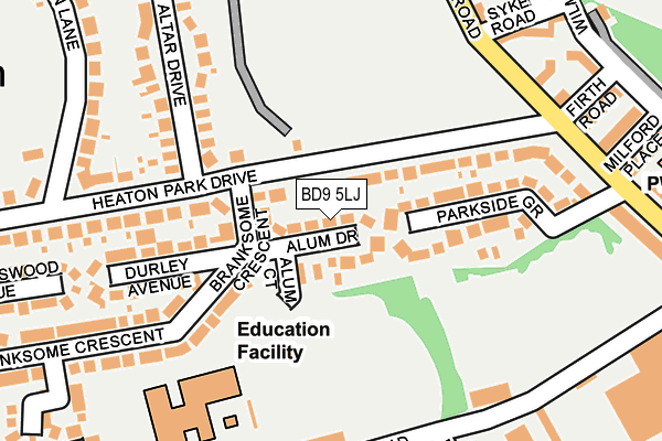 BD9 5LJ map - OS OpenMap – Local (Ordnance Survey)