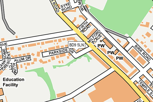 BD9 5LN map - OS OpenMap – Local (Ordnance Survey)