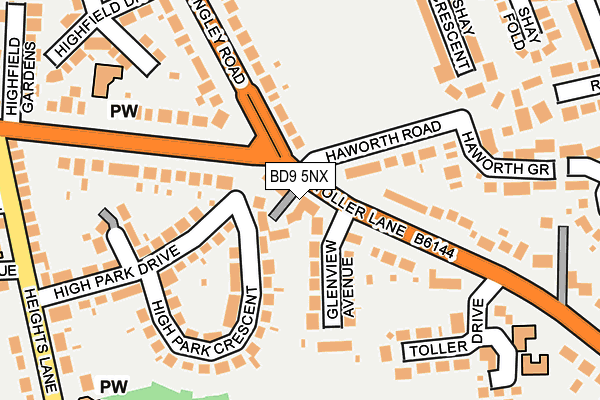 BD9 5NX map - OS OpenMap – Local (Ordnance Survey)