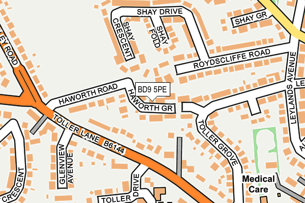 BD9 5PE map - OS OpenMap – Local (Ordnance Survey)