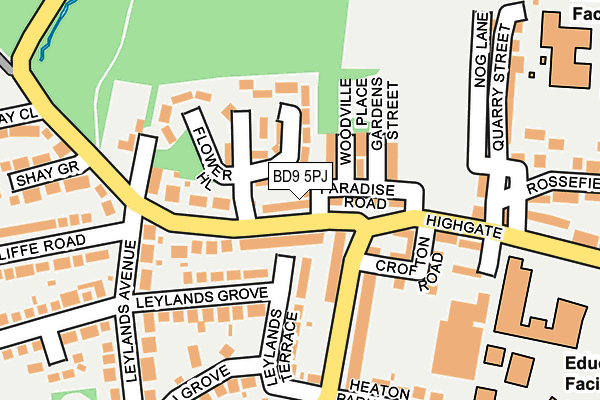 BD9 5PJ map - OS OpenMap – Local (Ordnance Survey)