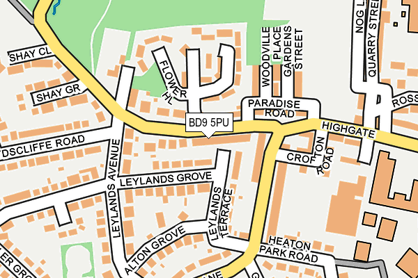 BD9 5PU map - OS OpenMap – Local (Ordnance Survey)
