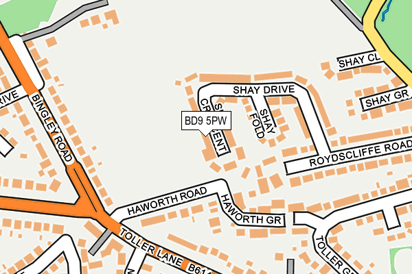 BD9 5PW map - OS OpenMap – Local (Ordnance Survey)