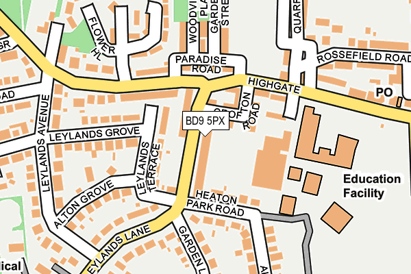 BD9 5PX map - OS OpenMap – Local (Ordnance Survey)