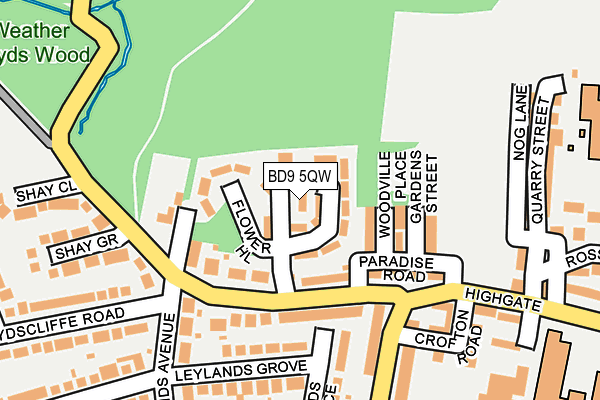 BD9 5QW map - OS OpenMap – Local (Ordnance Survey)