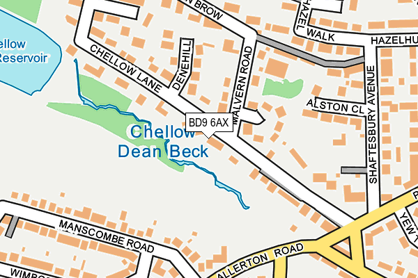 BD9 6AX map - OS OpenMap – Local (Ordnance Survey)