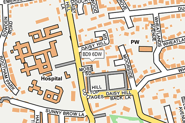 BD9 6DW map - OS OpenMap – Local (Ordnance Survey)