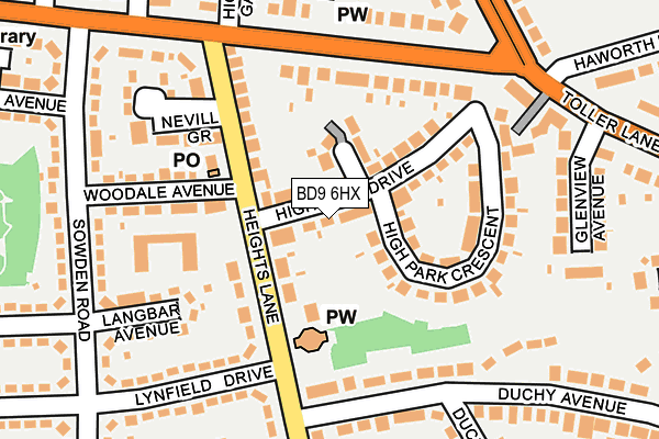BD9 6HX map - OS OpenMap – Local (Ordnance Survey)