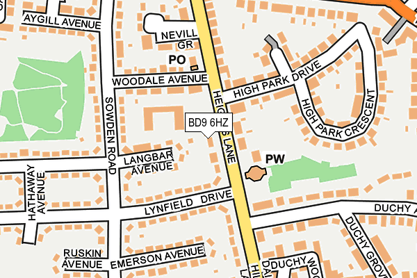 BD9 6HZ map - OS OpenMap – Local (Ordnance Survey)