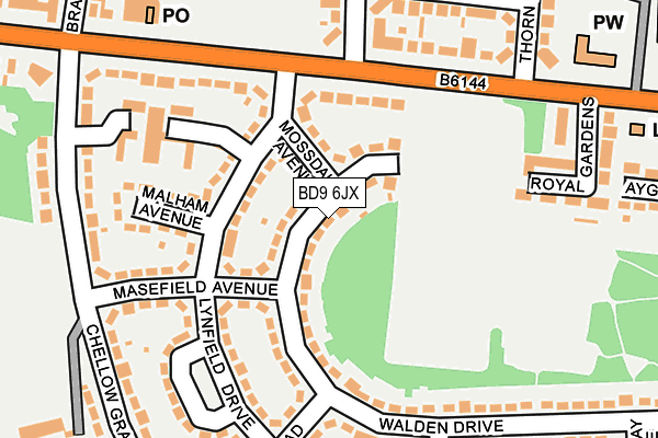 BD9 6JX map - OS OpenMap – Local (Ordnance Survey)