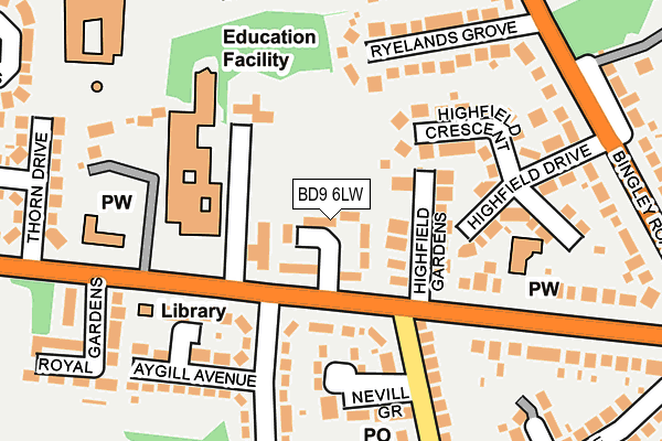 BD9 6LW map - OS OpenMap – Local (Ordnance Survey)