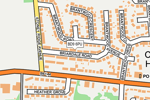 BD9 6PU map - OS OpenMap – Local (Ordnance Survey)