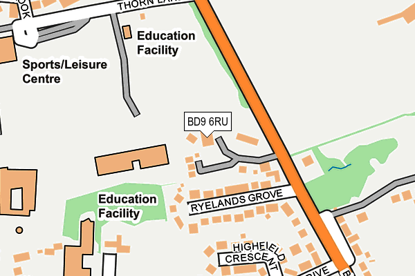 BD9 6RU map - OS OpenMap – Local (Ordnance Survey)