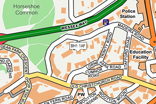 BH1 1AF map - OS OpenMap – Local (Ordnance Survey)