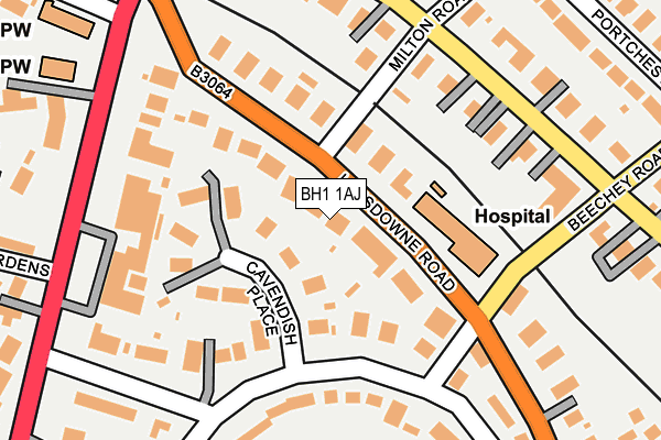 BH1 1AJ map - OS OpenMap – Local (Ordnance Survey)