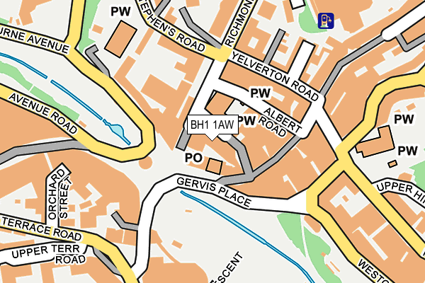 BH1 1AW map - OS OpenMap – Local (Ordnance Survey)