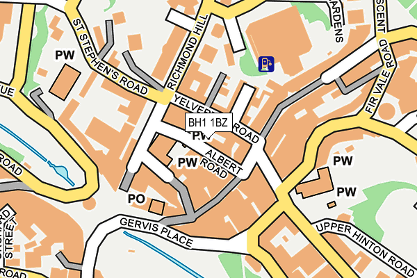 BH1 1BZ map - OS OpenMap – Local (Ordnance Survey)
