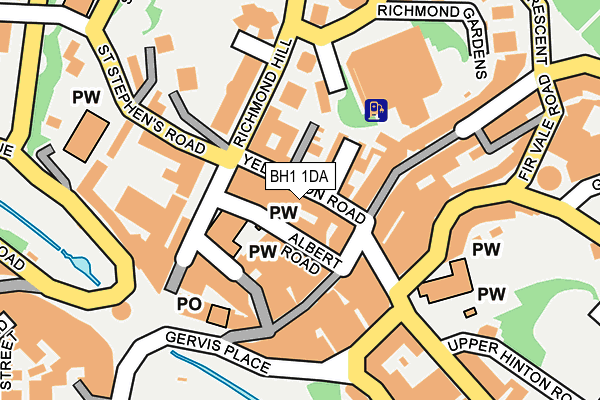 BH1 1DA map - OS OpenMap – Local (Ordnance Survey)