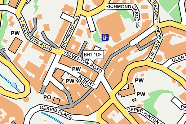 BH1 1DF map - OS OpenMap – Local (Ordnance Survey)