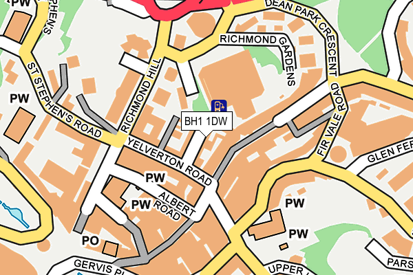 BH1 1DW map - OS OpenMap – Local (Ordnance Survey)