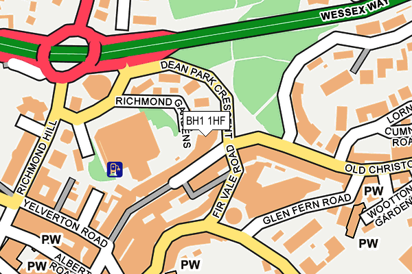 BH1 1HF map - OS OpenMap – Local (Ordnance Survey)