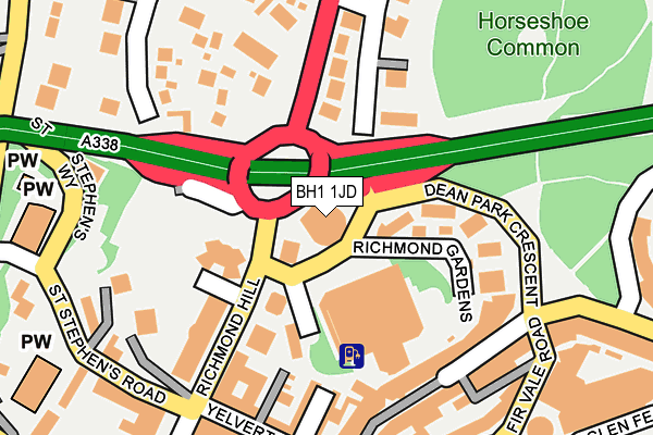 BH1 1JD map - OS OpenMap – Local (Ordnance Survey)