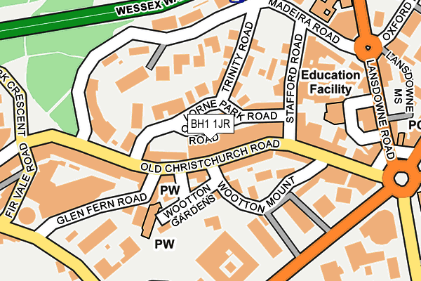 BH1 1JR map - OS OpenMap – Local (Ordnance Survey)