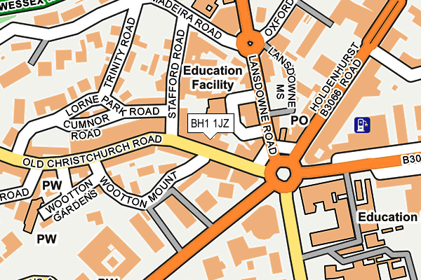 Map of PEACHY QUEEN BOURNEMOUTH LIMITED at local scale