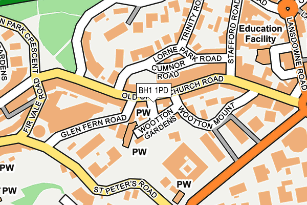 BH1 1PD map - OS OpenMap – Local (Ordnance Survey)