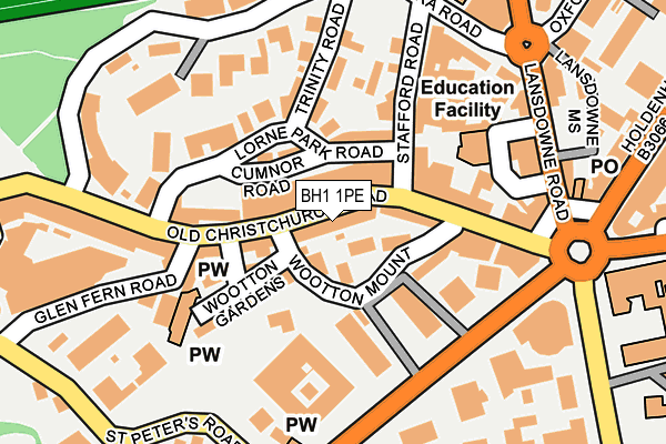 BH1 1PE map - OS OpenMap – Local (Ordnance Survey)