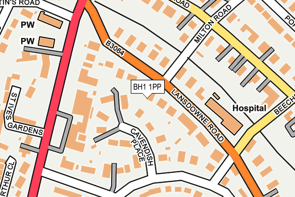 BH1 1PP map - OS OpenMap – Local (Ordnance Survey)