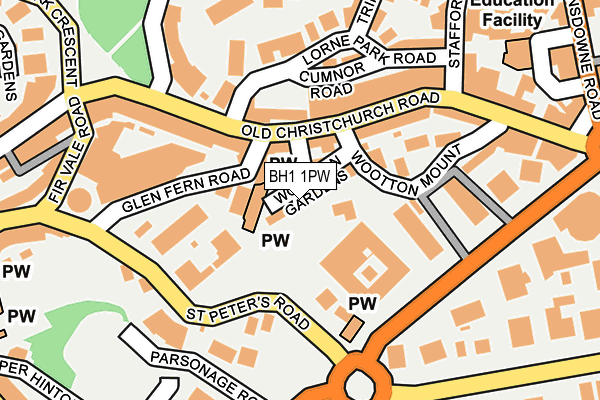 BH1 1PW map - OS OpenMap – Local (Ordnance Survey)