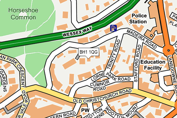BH1 1QG map - OS OpenMap – Local (Ordnance Survey)