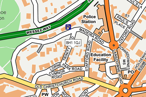 BH1 1QJ map - OS OpenMap – Local (Ordnance Survey)