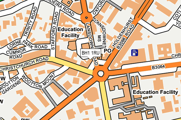 BH1 1RU map - OS OpenMap – Local (Ordnance Survey)