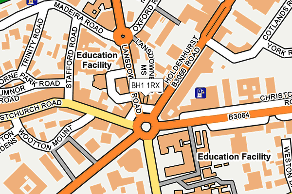 BH1 1RX map - OS OpenMap – Local (Ordnance Survey)