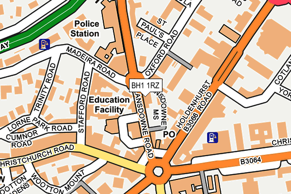 BH1 1RZ map - OS OpenMap – Local (Ordnance Survey)