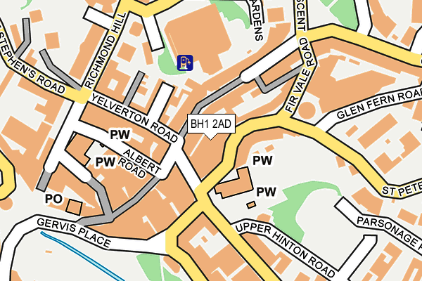BH1 2AD map - OS OpenMap – Local (Ordnance Survey)