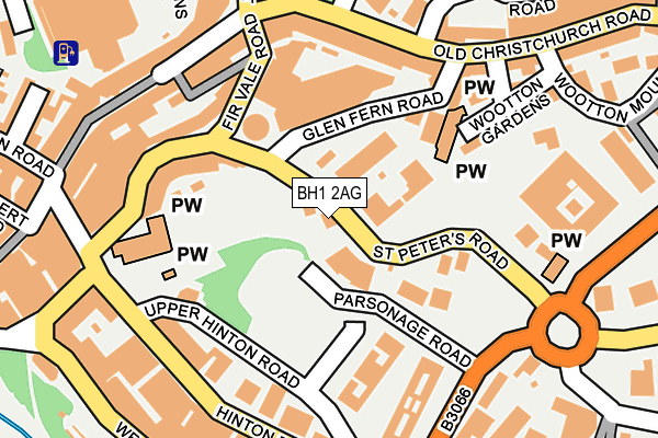 BH1 2AG map - OS OpenMap – Local (Ordnance Survey)